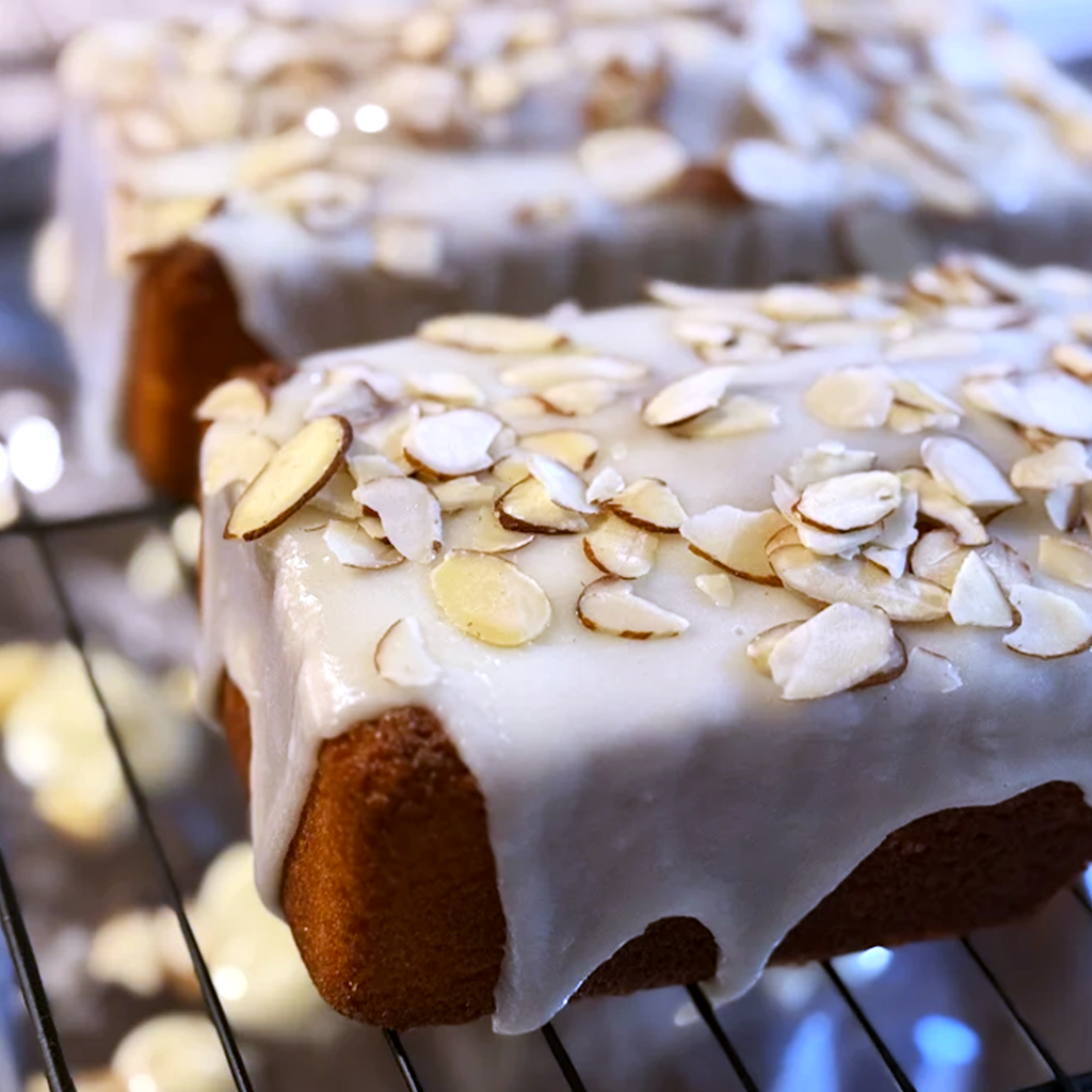 Glazed Almond Loaf from Boss Level Bakery custom desserts