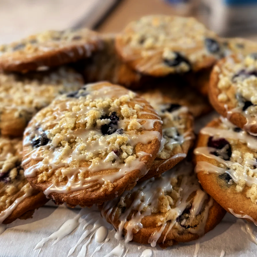 Blueberry Crumble Cookies from Boss Level Bakery custom desserts